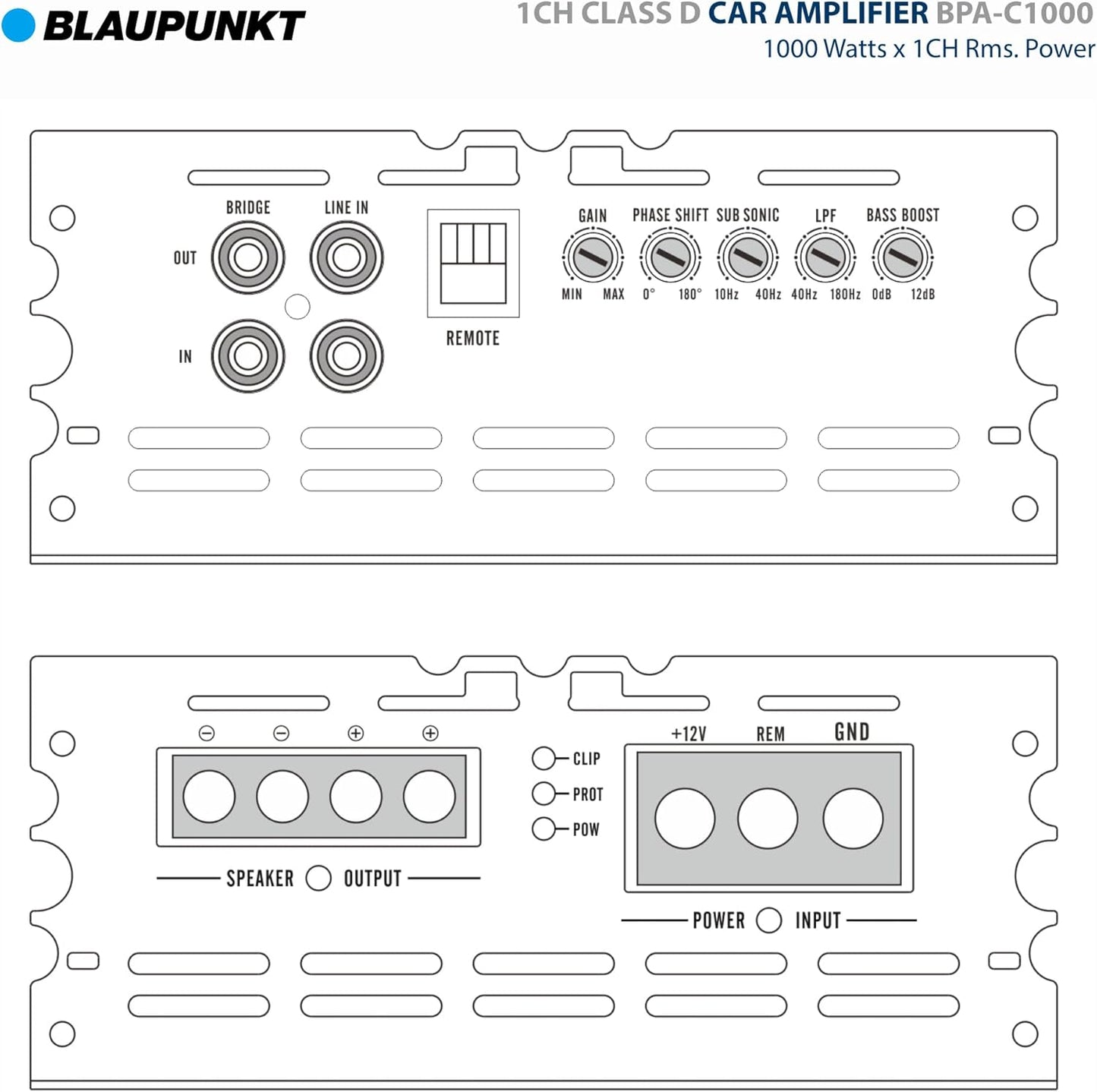 Blaupunkt BPA-C1000 2000W Class D Monoblock Amplifier