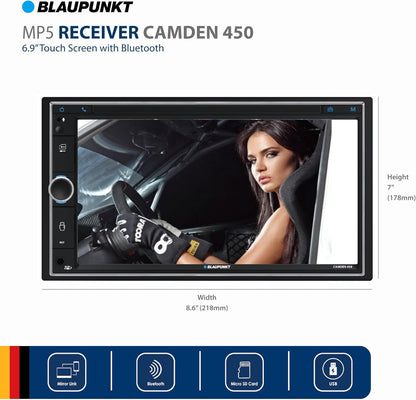 Blaupunkt 7” CAMDEN 450 Double DIN in-Dash Bluetooth Car Stereo