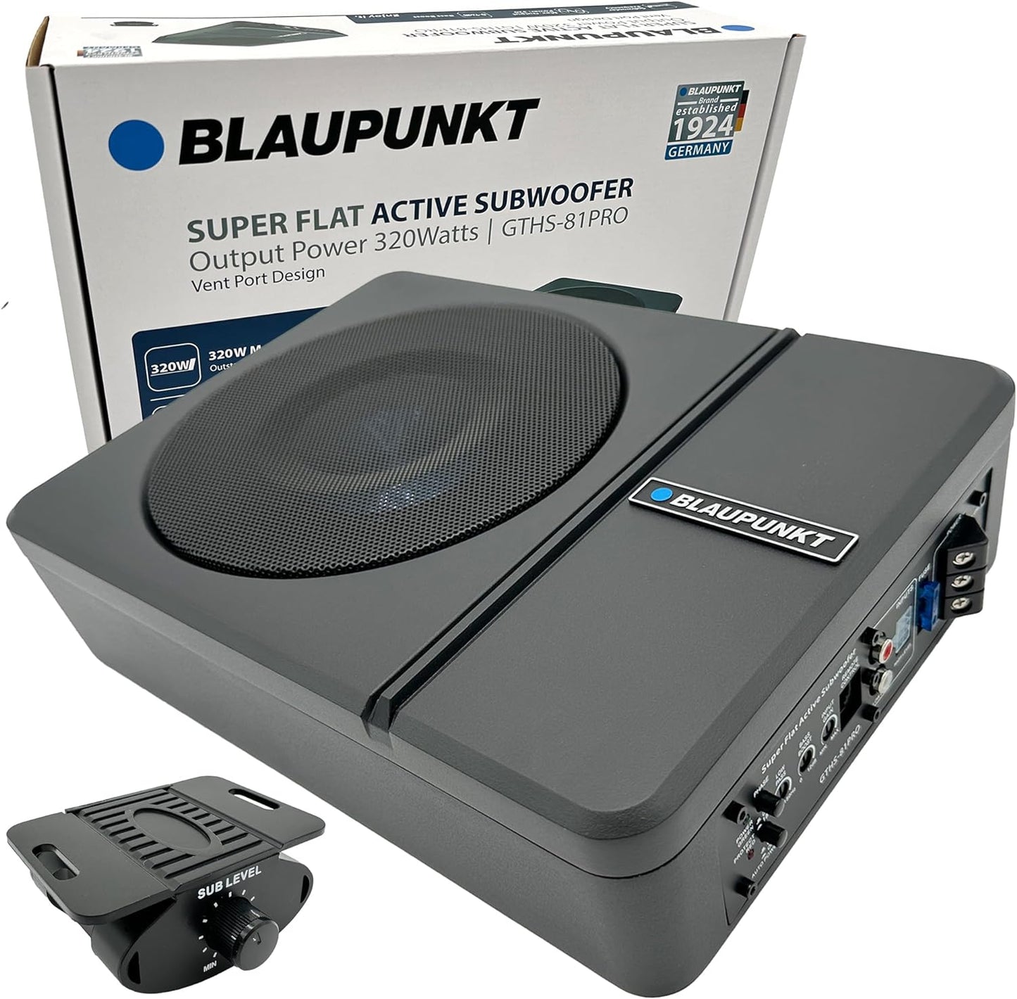 BLAUPUNKT GTHS-81PRO 8" Amplified Subwoofer 320-Watts Active Flat Compact Design